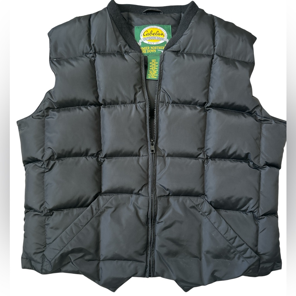Cabela’s Premier Northern Goose Down Black Vest Size Large Gorpcore